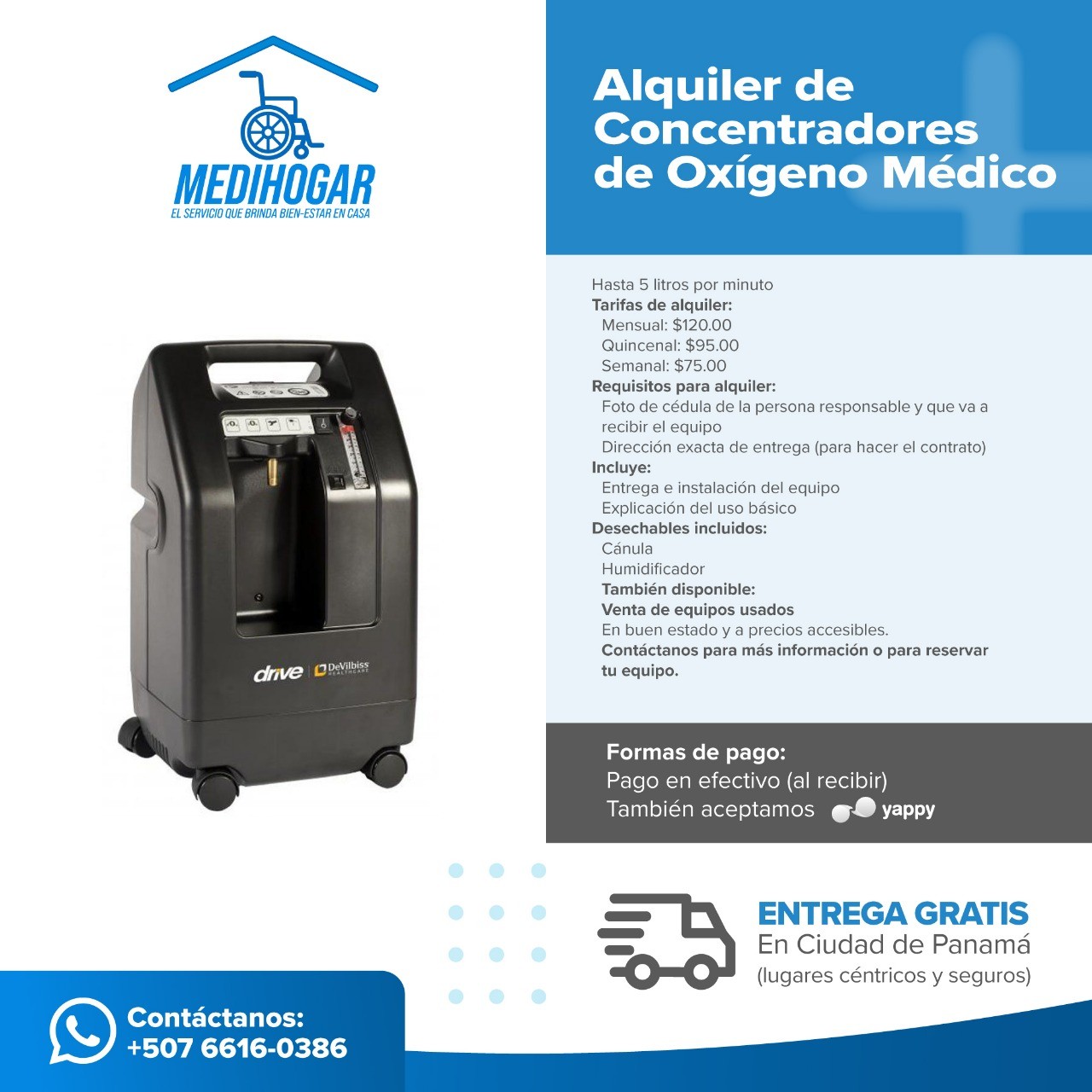 ALQUILER Y VENTA DE CONCENTRADORES DE OXIGENO MEDICO CON CANULA Y HUMIDIFICADOR