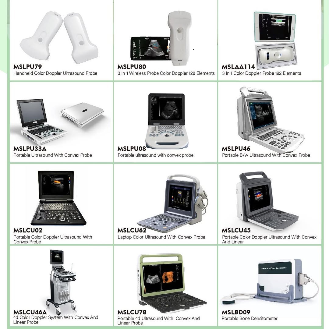 Equipos de ultrasonido, instrumental quirúrgico, dispositivos de ECG, guantes, máquinas de anestesia, equipos de laboratorio, instrumental terapéutico, escáner intraoral, escalador ultrasónico